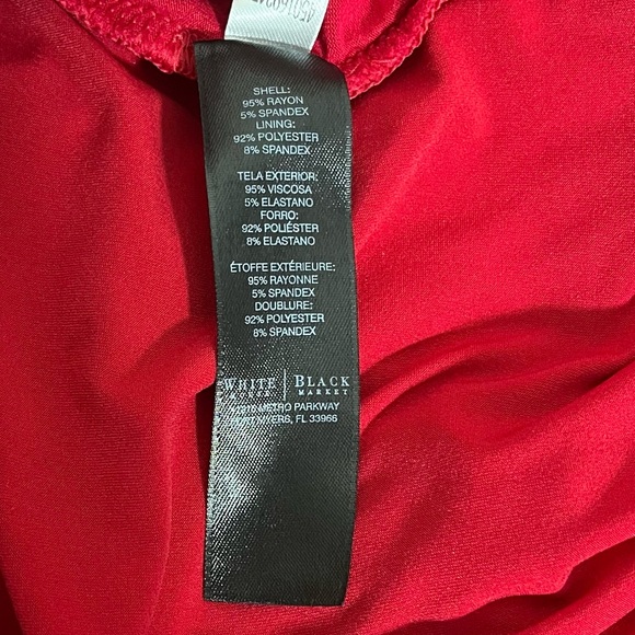 WHBM Red Pleated Scoop-Neck Tee with Cutout, Size M - Picture 12 of 12